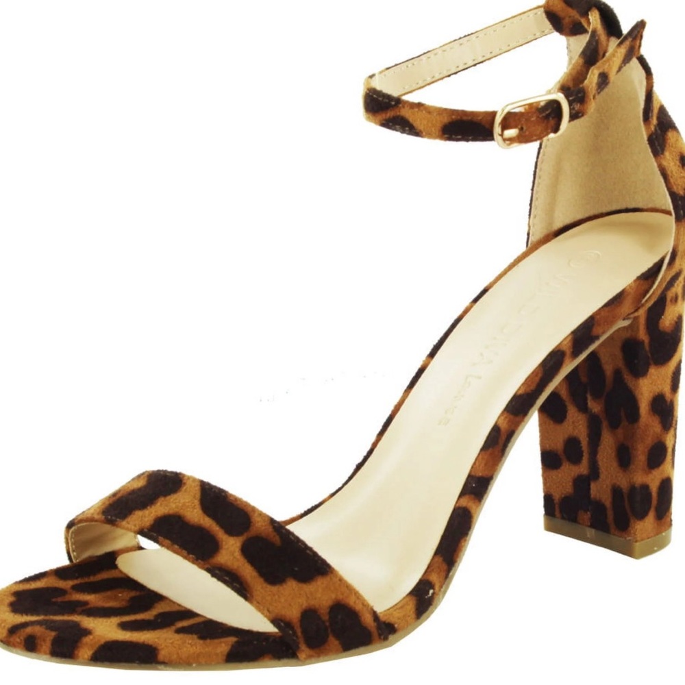Leopard Print Block Heel Sandals